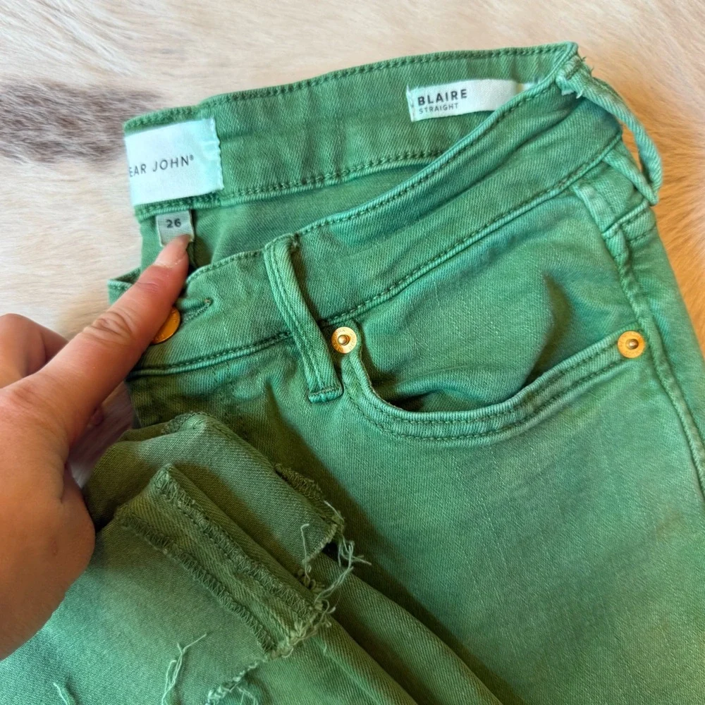 Dear John Women's Green Straight Leg Jeans - Picture 1 of 4
